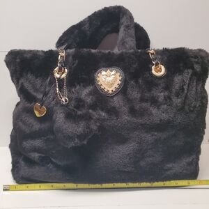 NWOT Juicy Couture Black Faux Fur Tote